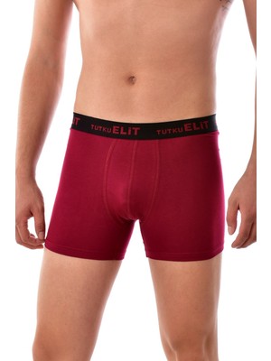 Tutku 3 Adet  1252  Erkek Modal Elasthan Boxer Bordo