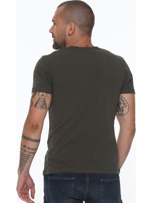 Dewberry T8569 Bisiklet Yaka Erkek T-Shirt-Haki