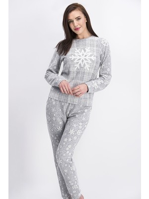 Arnetta Açık Gri Big Snow Kadın Pijama Takımı