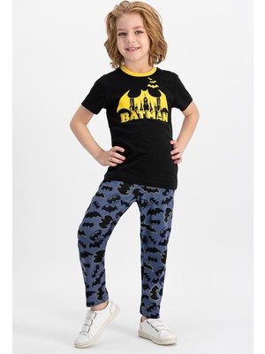 Batman Lisanslı Siyah Kısa Kollu Erkek Çocuk Pijama Takımı