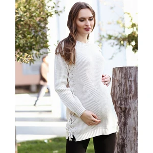 Hamile Örgü Detaylı Triko Kazak