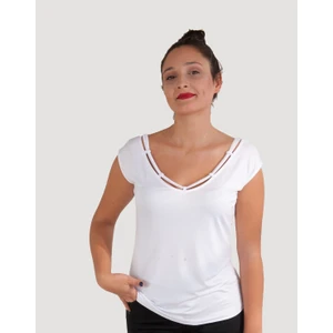 Si̇sters2hc V Yaka İp Detaylı Viskon Merserize Kumaşlı T-Shirt