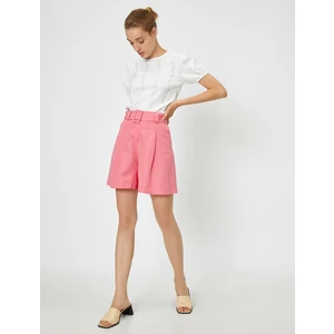 Kadın Kemerli Dokuma Şort