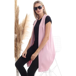 Cotton Mood 20342974 Azra Pervazlı Uzun Kolsuz Ceket Gul Kurusu