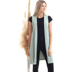 Cotton Mood 20342974 Azra Pervazlı Uzun Kolsuz Ceket Çağla Yeşil