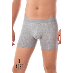 3 Adet  0114  Erkek Likralı Elastan Boxer Gri