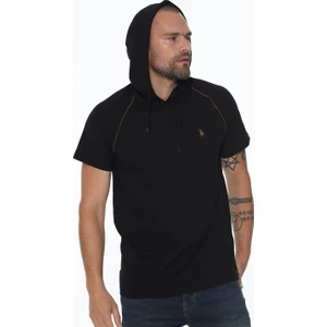 T8570 Kapüşonlu Erkek T-Shirt-Siyah