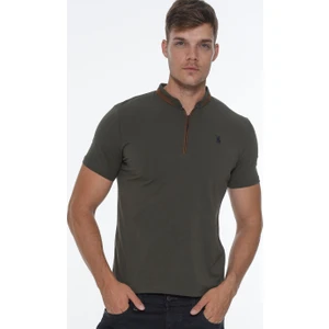 T8571 Fermuarlı Erkek T-Shirt-Haki