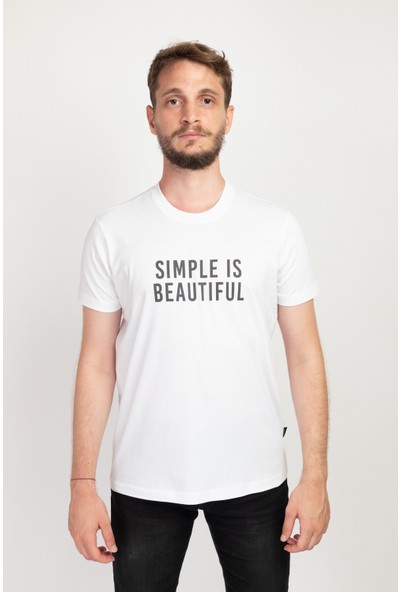 I And Basic Beyaz %100 Organik Pamuklu Basic Erkek Tişört / Simple Is Beatiful M