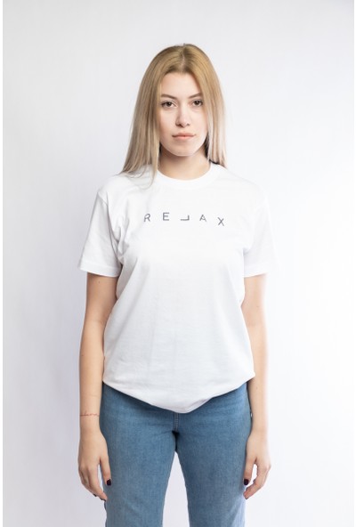 I And Basic Beyaz %100 Organik Pamuklu Basic Kadın Tişört / Relax XS