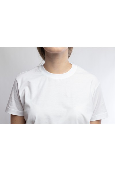 I And Basic Beyaz %100 Organik Pamuklu Basic Kadın Tişört XL