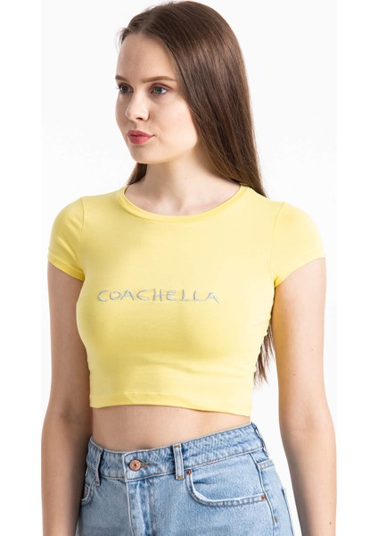 Coachella Basic Crop Sarı