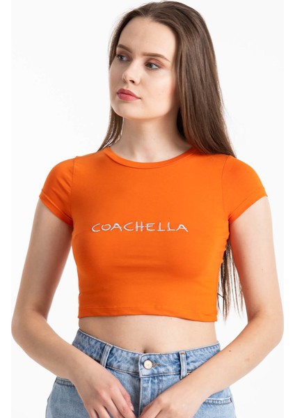 Coachella Basic Crop Turuncu