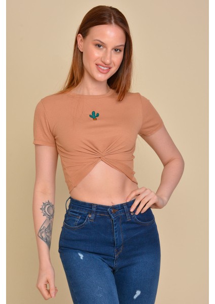 Kaktüs Nakışlı Taba Crop