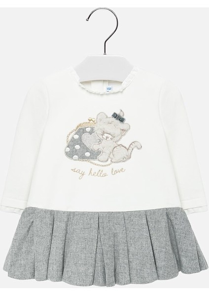 Kız Bebek Gri Pileli Elbise 2912 12 Ay