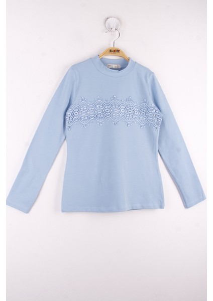 Kız Çocuk Ön Dantelli Okul T-Shirt