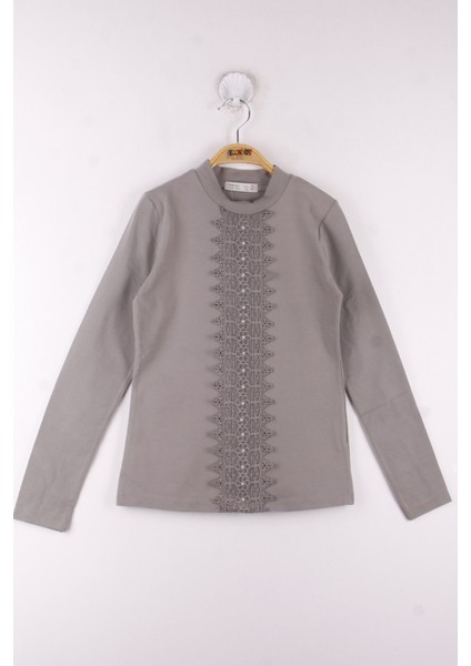 Kız Çocuk Önü Dantelli Okul T-Shirt