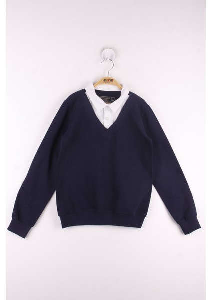 Erkek Çocuk Gömlek Yaka Okul Sweatshirt
