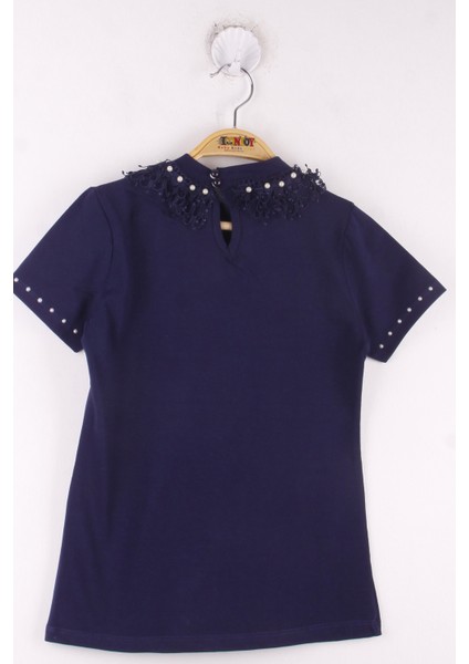 Kız Çocuk Yaka Dantelli İnci Detaylı Okul T-Shirt fiyatları