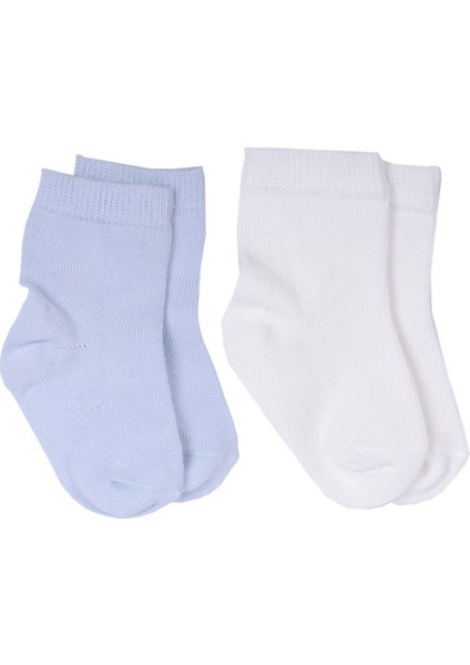 Kiti Kate 95675 2'li Organik Bebek Çorabı Ekru - Mavi 18 - 24 Ay