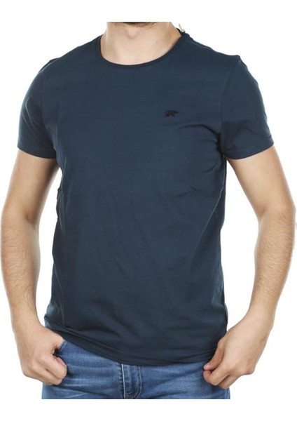 Erkek Lacivert Bisiklet Yaka T-Shirt