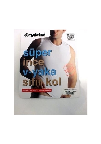 Erkek Süper Ince V Yaka Sıfır Kol Atlet 124