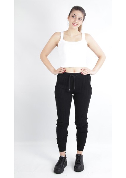 Bağlamalı Kaşkorse Kumaş Jogger Model Eşofman Altı Siyah (B20-41209) fiyatları