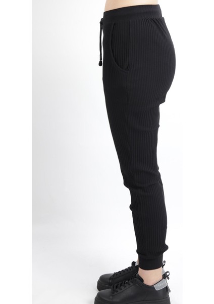 Bağlamalı Kaşkorse Kumaş Jogger Model Eşofman Altı Siyah (B20-41209) fırsatları