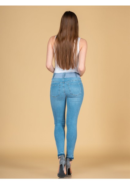 Hamile Açık Mavi Paça Detaylı Skinny Jean modelleri