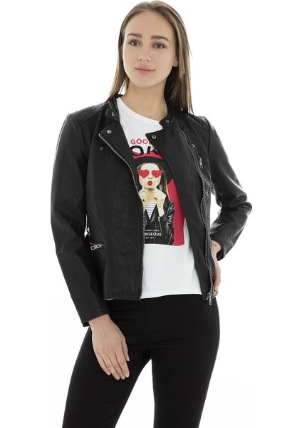 Onlfreya Faux Leather Biker Otw Noos Suni Deri Ceket Kadın Deri Ceket 15110802 fırsatları