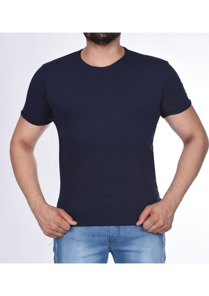 Suprem Kısa Kol Pis Dikiş Slimfit Düz T-Shirt