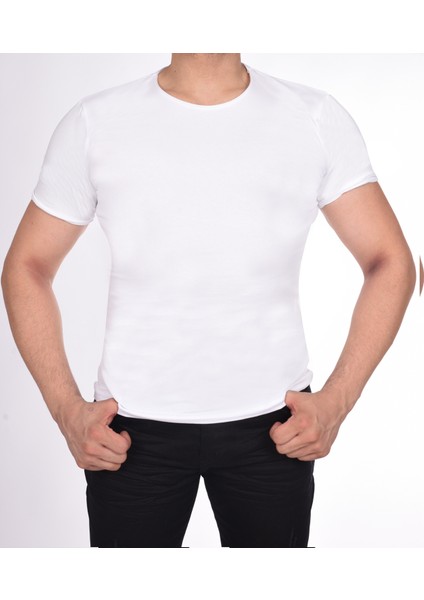 Suprem Kısa Kol Pis Dikiş Slimfit Düz T-Shirt