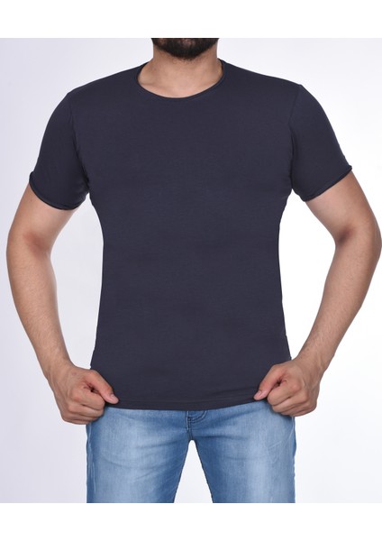 Suprem Kısa Kol Pis Dikiş Slimfit Düz T-Shirt