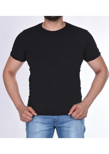 Suprem Kısa Kol Pis Dikiş Slimfit Düz T-Shirt