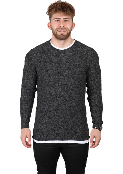 Bisiklet Yaka Kazak Siyah Melanj (AG503001) fiyatları