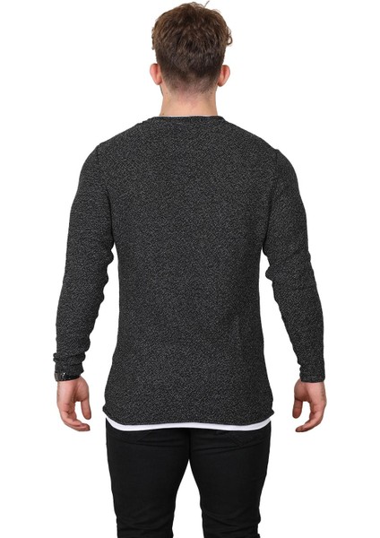 Bisiklet Yaka Kazak Siyah Melanj (AG503001) modelleri