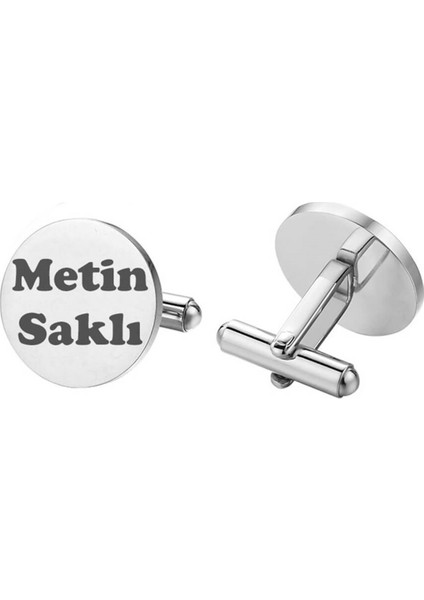 Kişiye Özel Isimli Yuvarlak Gümüş Kol Düğmesi