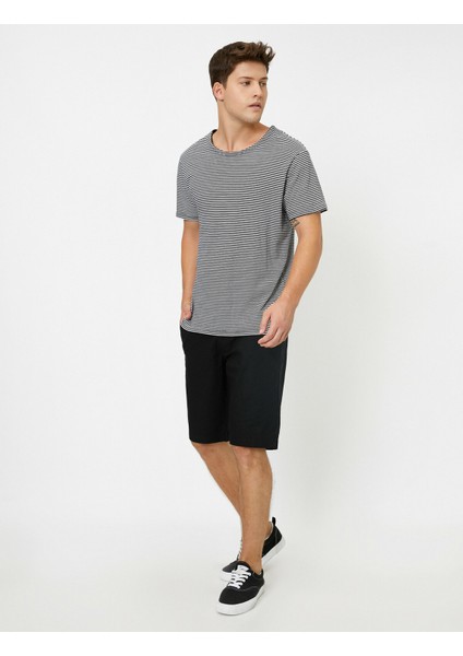 Erkek Keten Karışımlı Cepli Şort