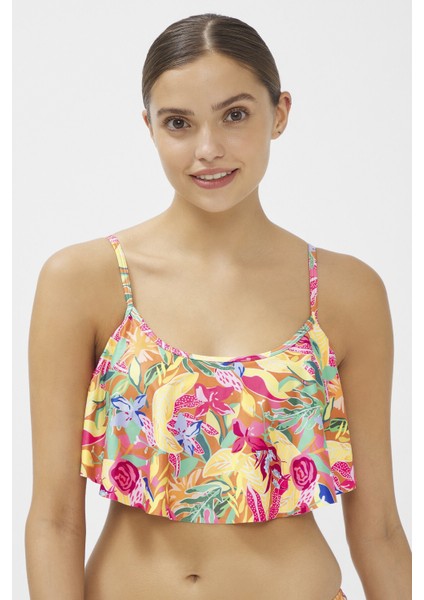 Çok Renkli Flory Crop Bikini Üstü