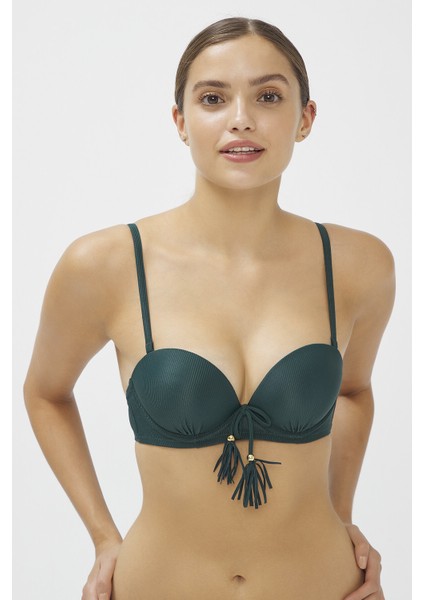Koyu Yeşil Ribbed Super Sexy Bikini Üstü