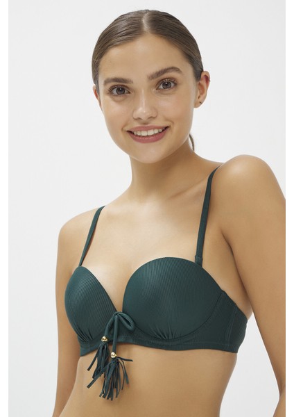 Koyu Yeşil Ribbed Super Sexy Bikini Üstü modelleri