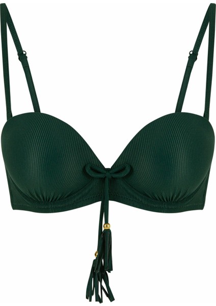 Koyu Yeşil Ribbed Super Sexy Bikini Üstü indirimleri