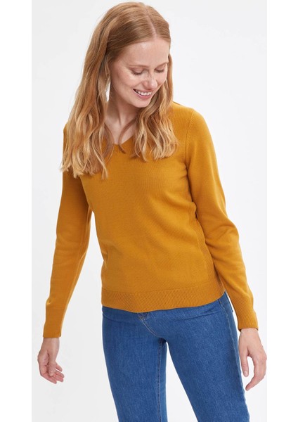 Basic V Yaka Relax Fit Ekstra Yumuşak Kaşmir Dokulu Triko Kazak F7088AZ20AU