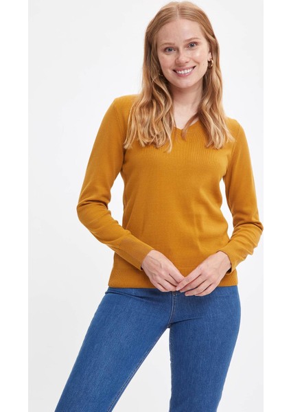 Basic V Yaka Relax Fit Ekstra Yumuşak Kaşmir Dokulu Triko Kazak F7088AZ20AU