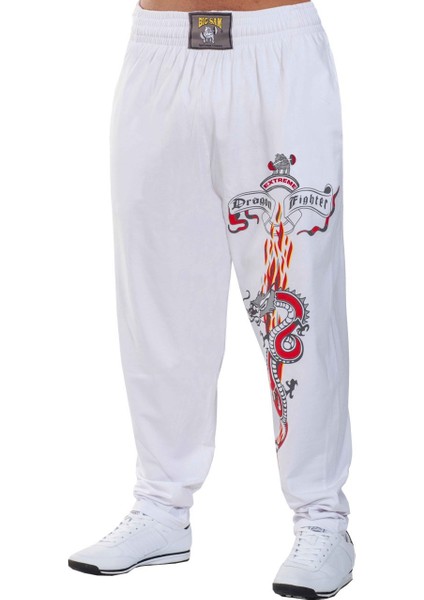 Beyaz Pamuk Antrenman Pantolonu 1054