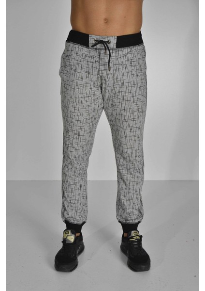 Gri Desenli Slim Fit Eşofman Altı Stilya 808