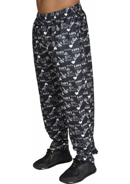 Gri Love Desenli Body Pantolon 1136