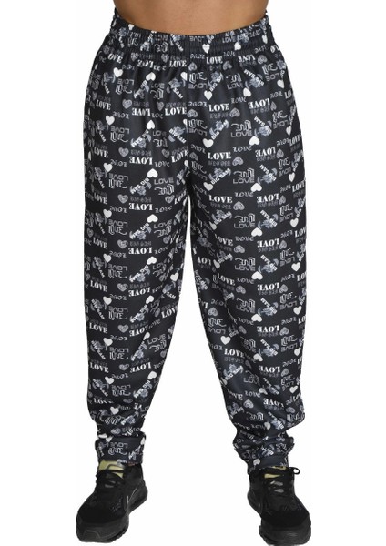 Gri Love Desenli Body Pantolon 1136