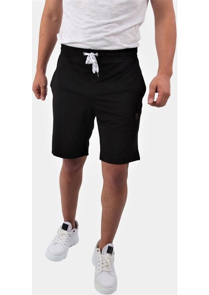 Yanı Şeritli Cepli Regular Fit Şort Siyah (E19-02601)