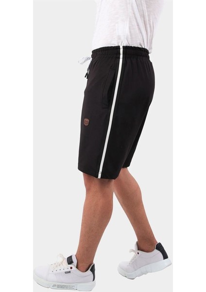 Yanı Şeritli Cepli Regular Fit Şort Siyah (E19-02601)